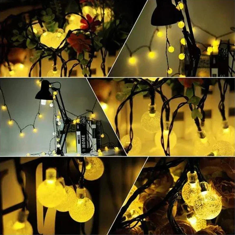 Solar String Lights Outdoor Crystal Fairy Light Christmas Garland