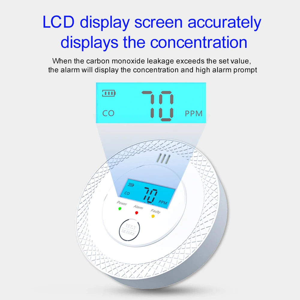 Carbon Monoxide Detector Battery-Operated Digital CO Alarm