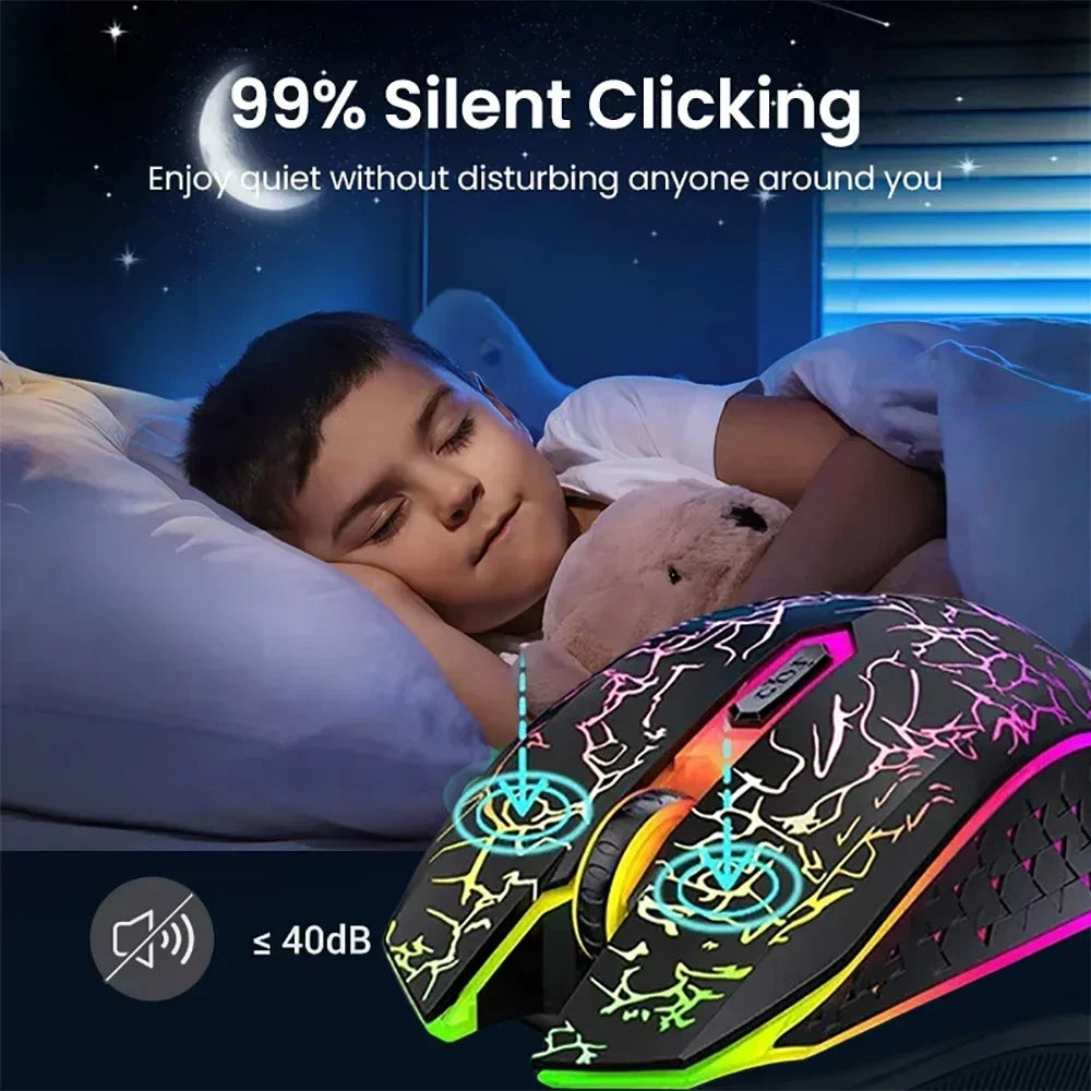 Bluetooth 5.2 Mouse RGB 2.4G Wireless Mouse Dual-Mode