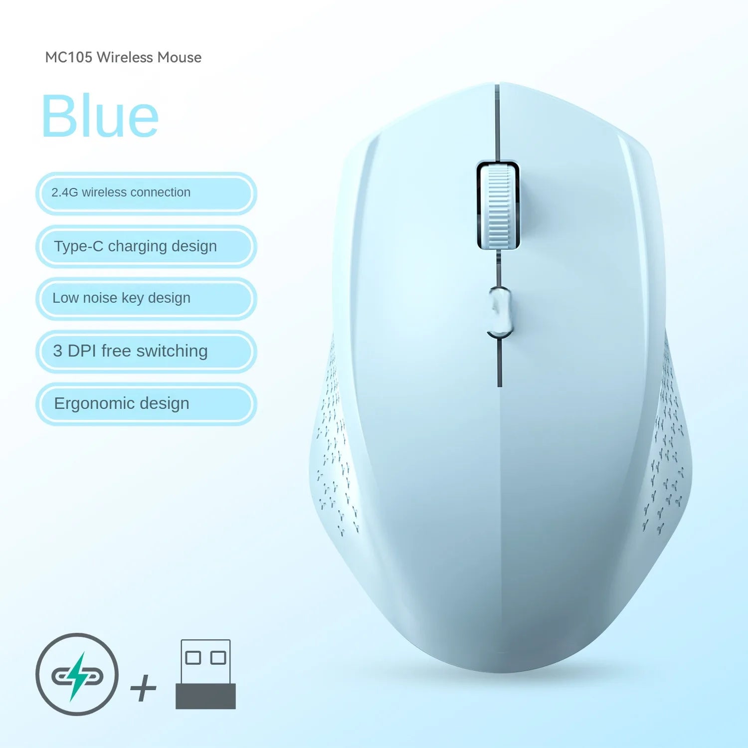 Bluetooth 5.2 Mouse 2.4G Wireless Mouse Dual-Mode Silent Mouse Rechargeable