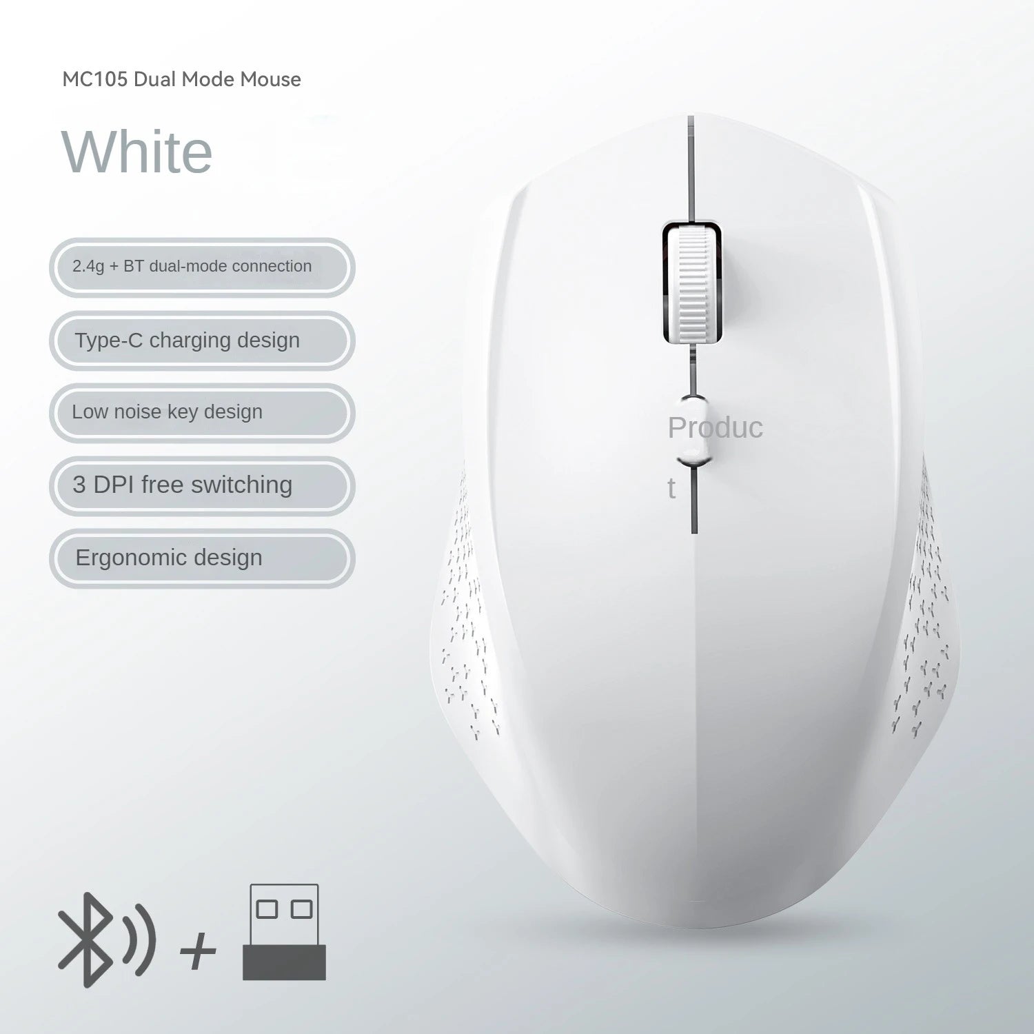 Bluetooth 5.2 Mouse 2.4G Wireless Mouse Dual-Mode Silent Mouse Rechargeable