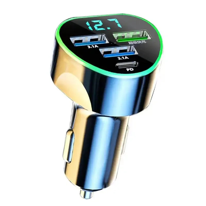 USB C Car Phone Charger Super Fast Charge in Car with LED Voltage Display