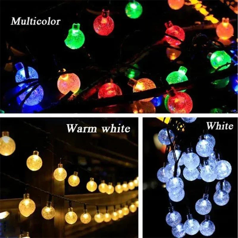 Solar String Lights Outdoor Crystal Fairy Light Christmas Garland