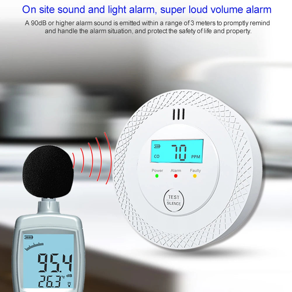 Carbon Monoxide Detector Battery-Operated Digital CO Alarm