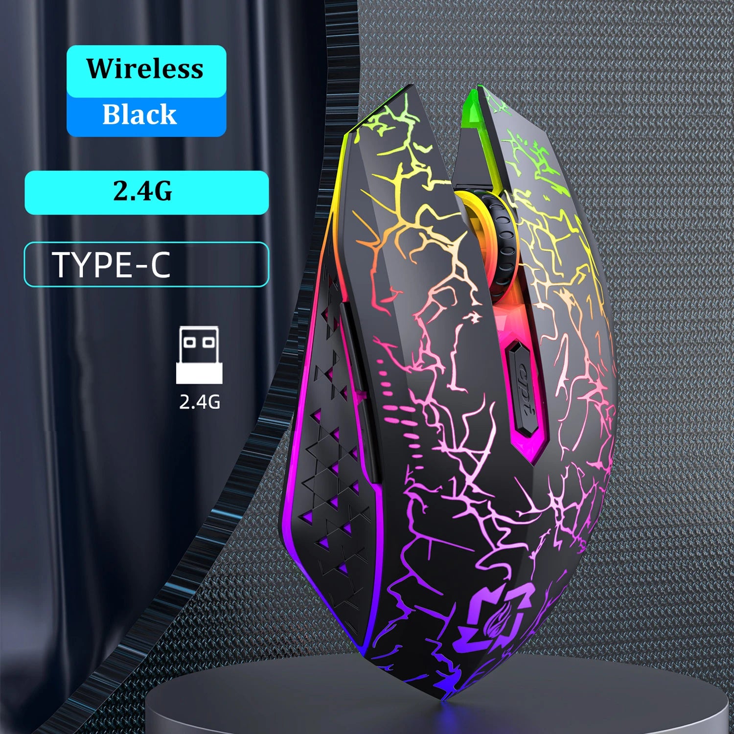 Bluetooth 5.2 Mouse RGB 2.4G Wireless Mouse Dual-Mode