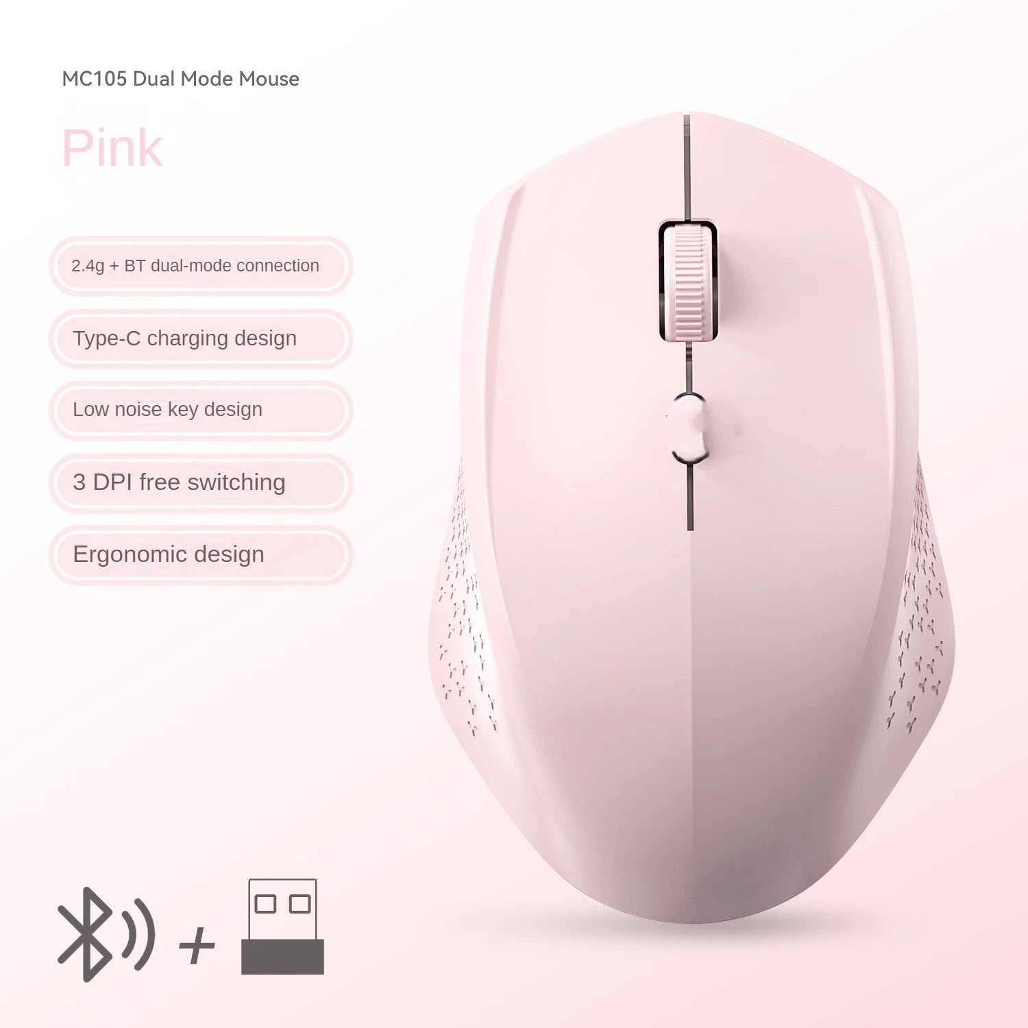 Bluetooth 5.2 Mouse 2.4G Wireless Mouse Dual-Mode Silent Mouse Rechargeable