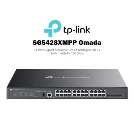 TP LINK L3 Managed Switch SG5428XMPP PoE++ Switch with 4 10G Slots