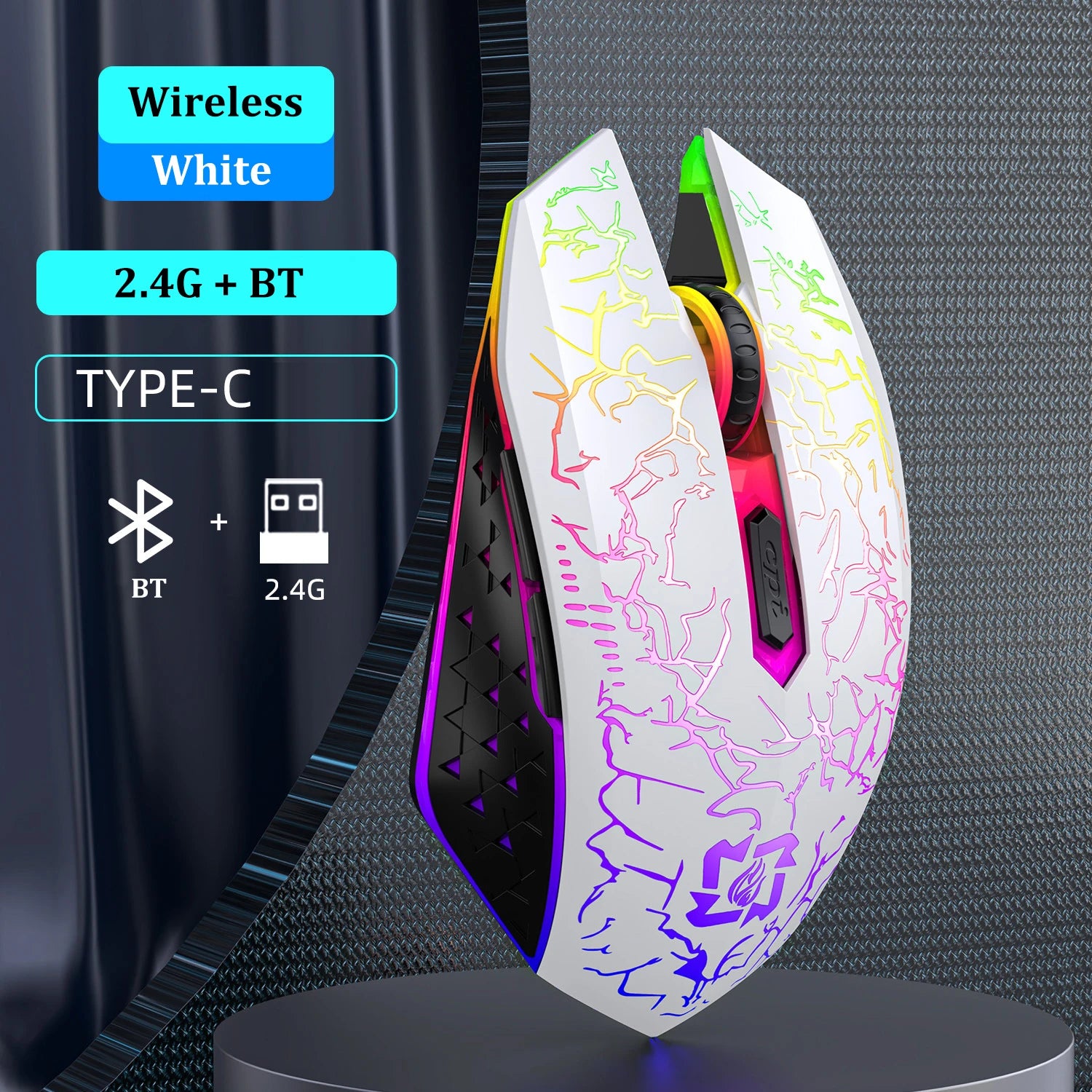Bluetooth 5.2 Mouse RGB 2.4G Wireless Mouse Dual-Mode