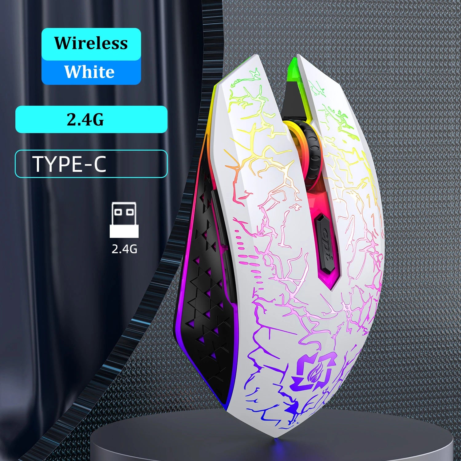 Bluetooth 5.2 Mouse RGB 2.4G Wireless Mouse Dual-Mode