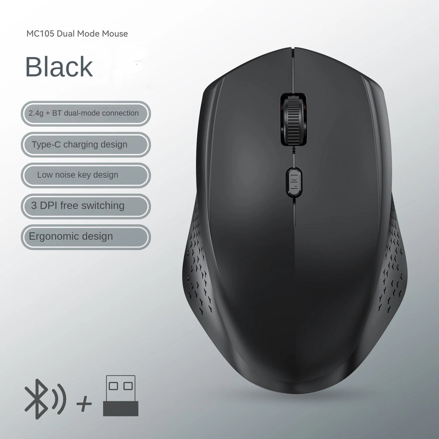 Bluetooth 5.2 Mouse 2.4G Wireless Mouse Dual-Mode Silent Mouse Rechargeable